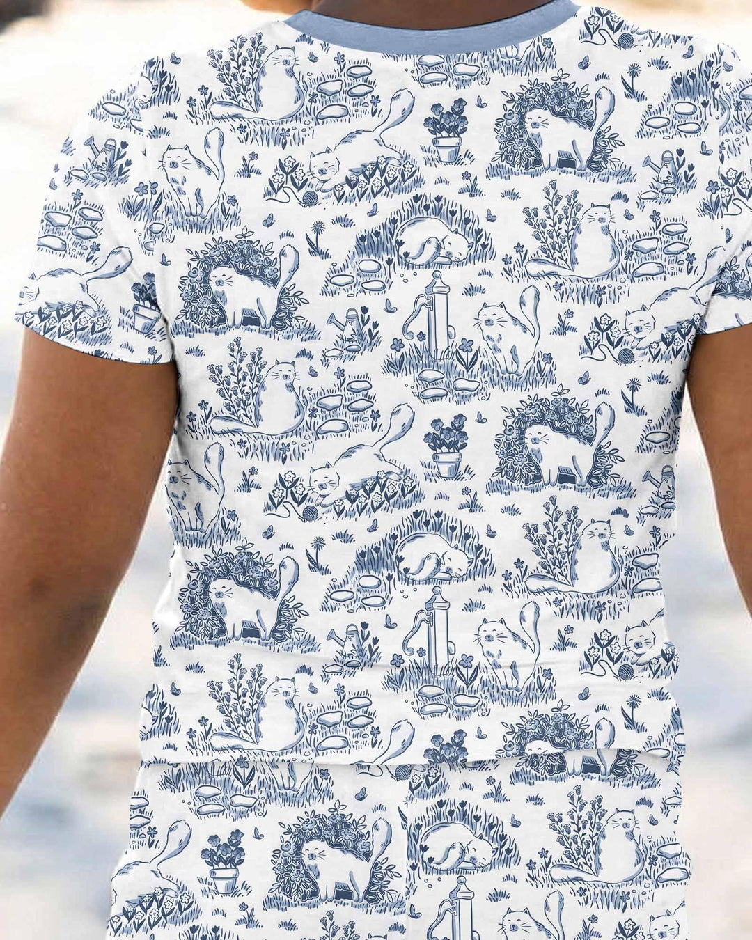 Toile Cats Bamboo Two Piece Short Sleeve Pajama Set