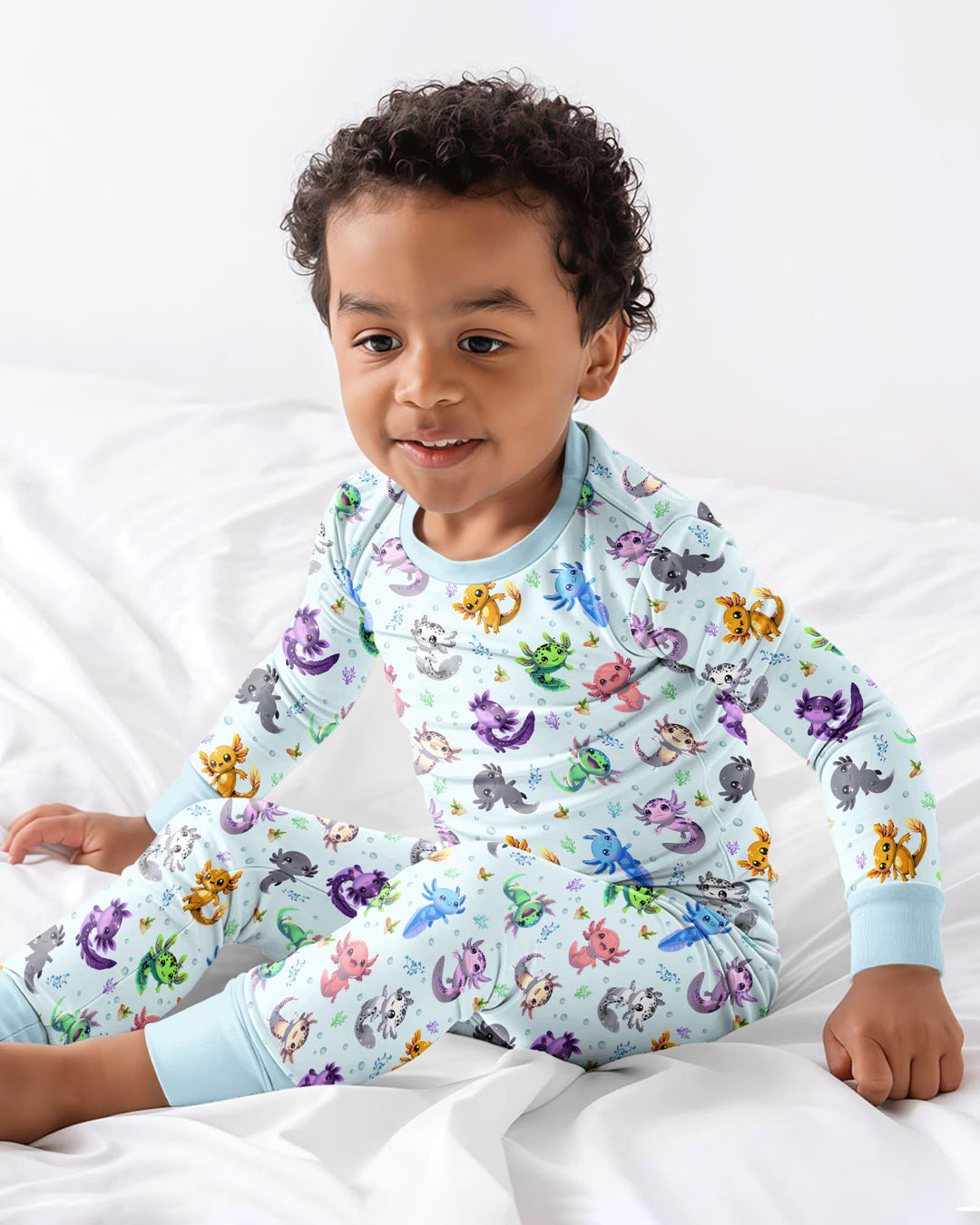 I Love You Axolotl Bamboo Two Piece Long Sleeve Pajama Set