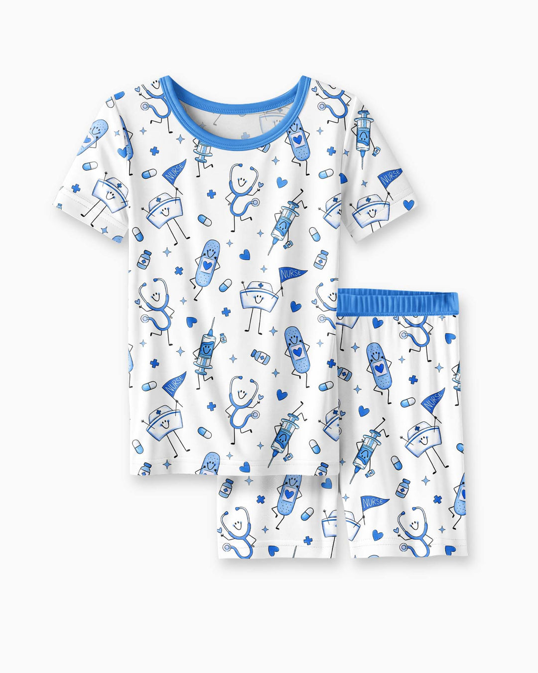 Cute Nurse Crew Bamboo Two Piece Short Sleeve Shorts Pajama Set