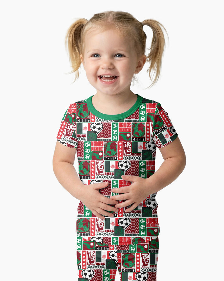 World Soccer Vamos Mexico Bamboo Two Piece Short Sleeve Pajama Set