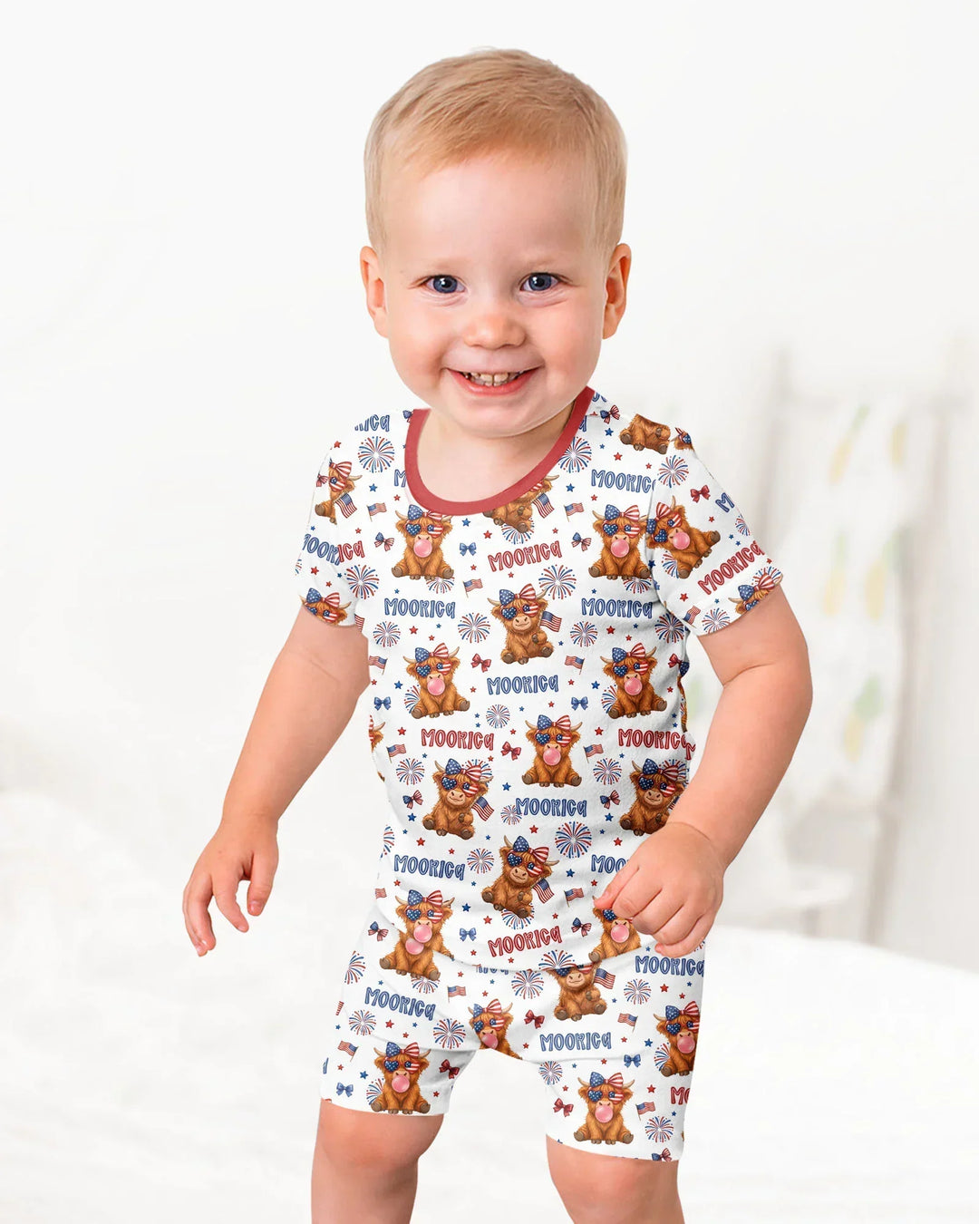 Moo-Rica Cowgirl Bamboo Two Piece Short Sleeve Shorts Pajama Set