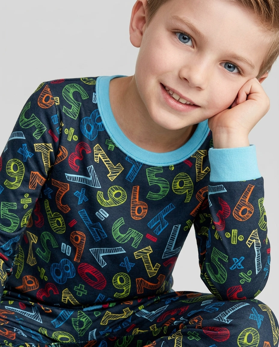 Math Doodles Bamboo Two Piece Long Sleeve Pajama Set
