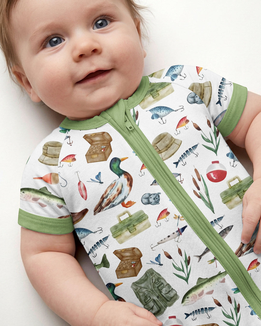 Daddy's Fishing Buddy Daddy& Me Matching Bamboo Shorty Zippy