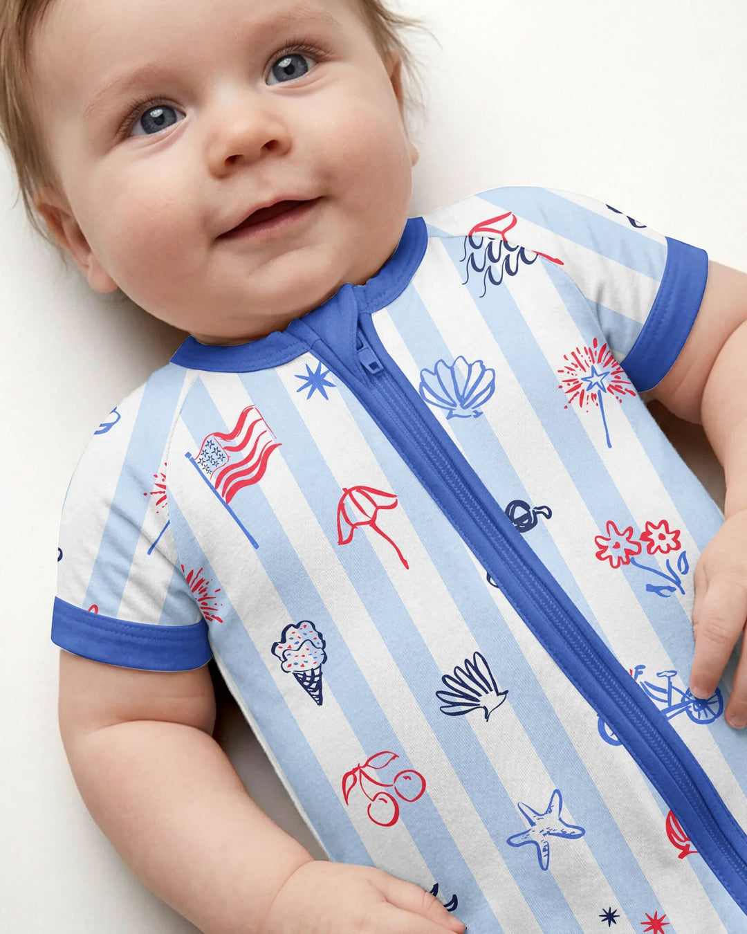 Red, White & Beachy Family Matching Bamboo Shorty Zippy