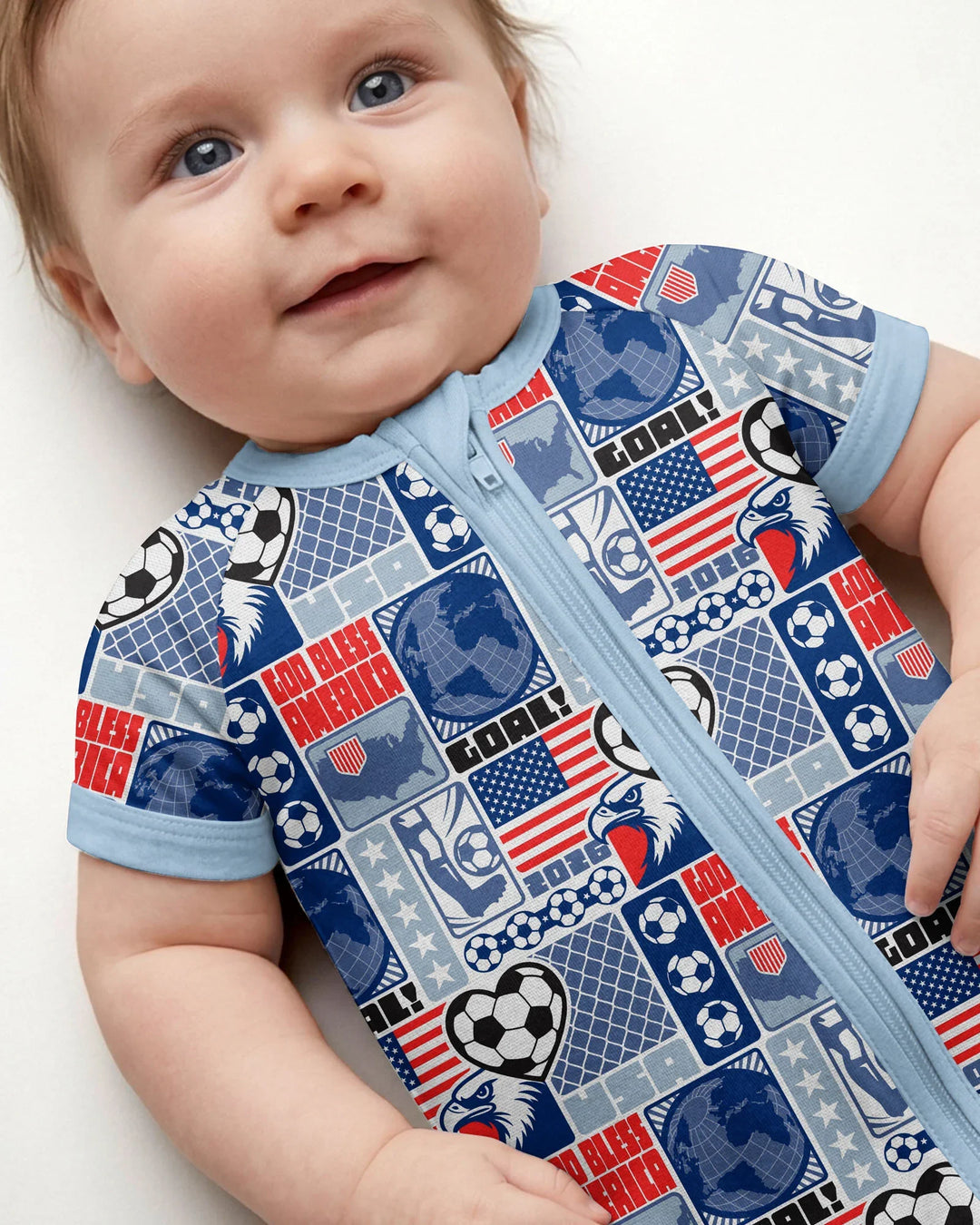 World Soccer God Bless America Bamboo Shorty Zippy