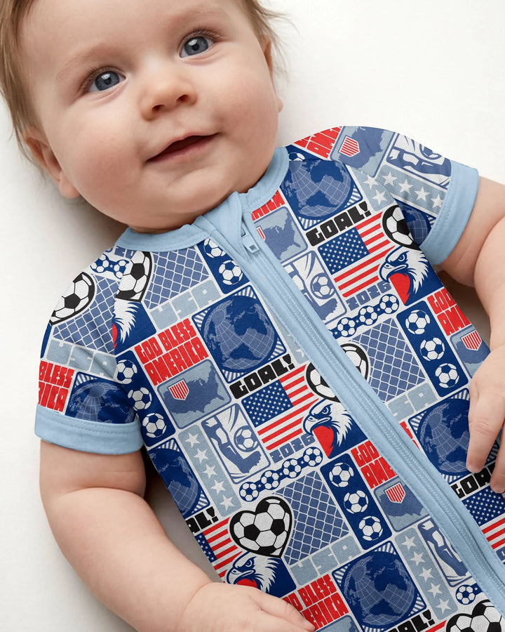 World Soccer God Bless America Bamboo Shorty Zippy