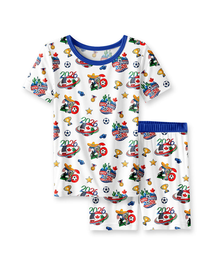 World Soccer North America 2026 Family Matching Bamboo Two Piece Short Sleeve Shorts Pajama Set