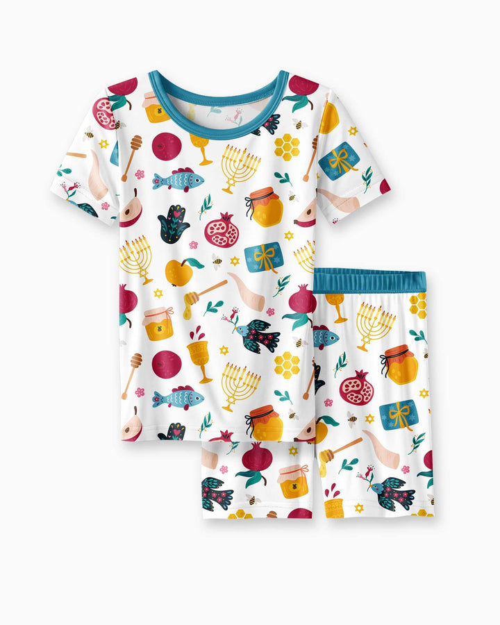 Shanah Tovah Party Bamboo Two Piece Short Sleeve Shorts Pajama Set