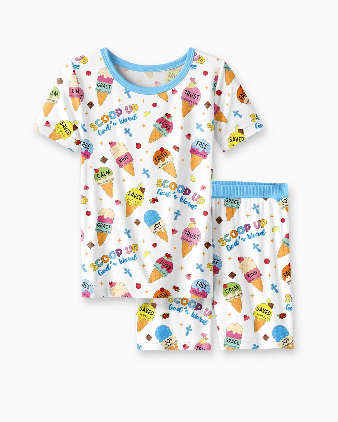 Ice Cream Summer Christian Bamboo Two Piece Short Sleeve Shorts Pajama Set