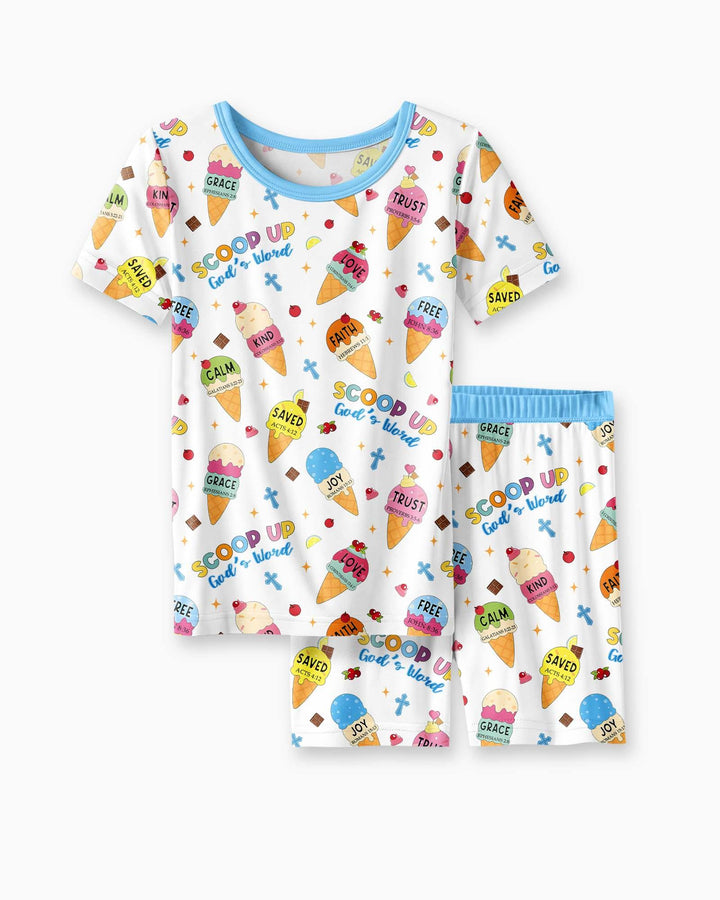 Ice Cream Summer Christian Bamboo Two Piece Short Sleeve Shorts Pajama Set