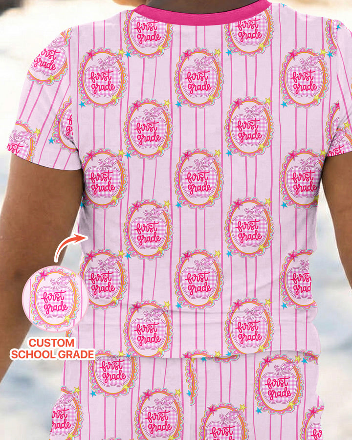 Custom Grade School Sweetie Bamboo Two Piece Short Sleeve Pajama Set