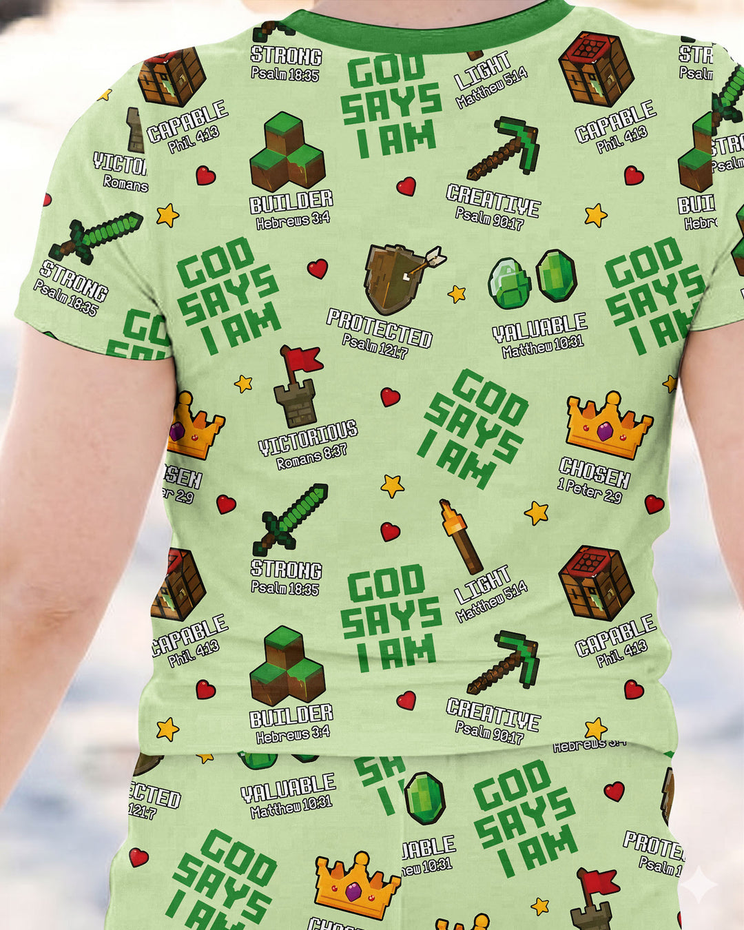 Christian Gamer Bamboo Two Piece Short Sleeve Pajama Set