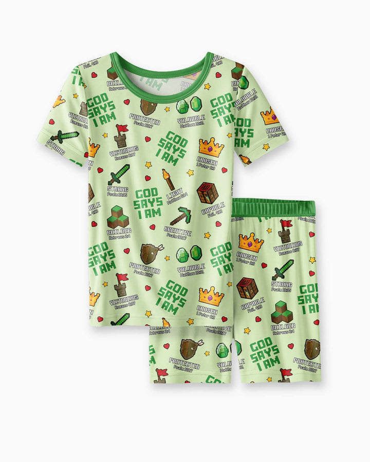 Template Bamboo Two Piece Short Sleeve Shorts Pyjamas Set