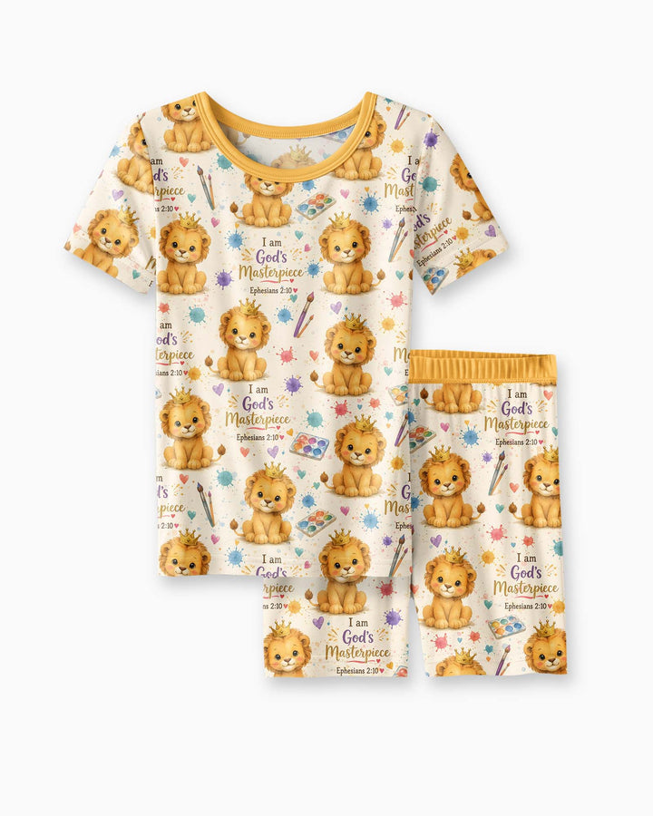 I Am God's Masterpiece Two Piece Short Sleeve Shorts Pajama Set
