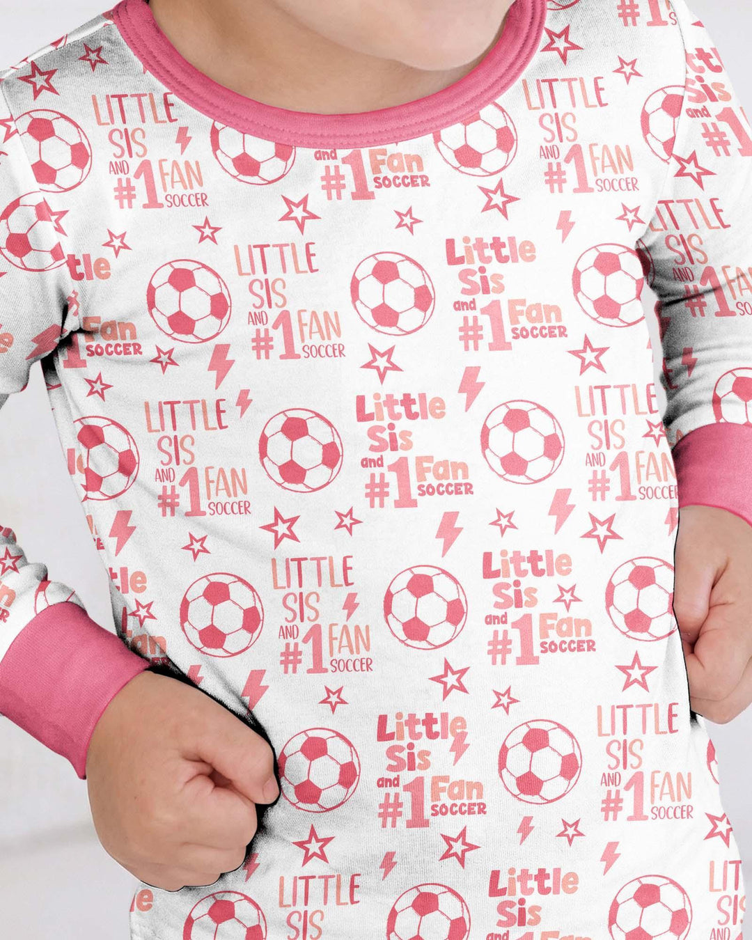 Little Sister and Bro #1 Fan Soccer Bamboo Two Piece Long Sleeve Pajama Set