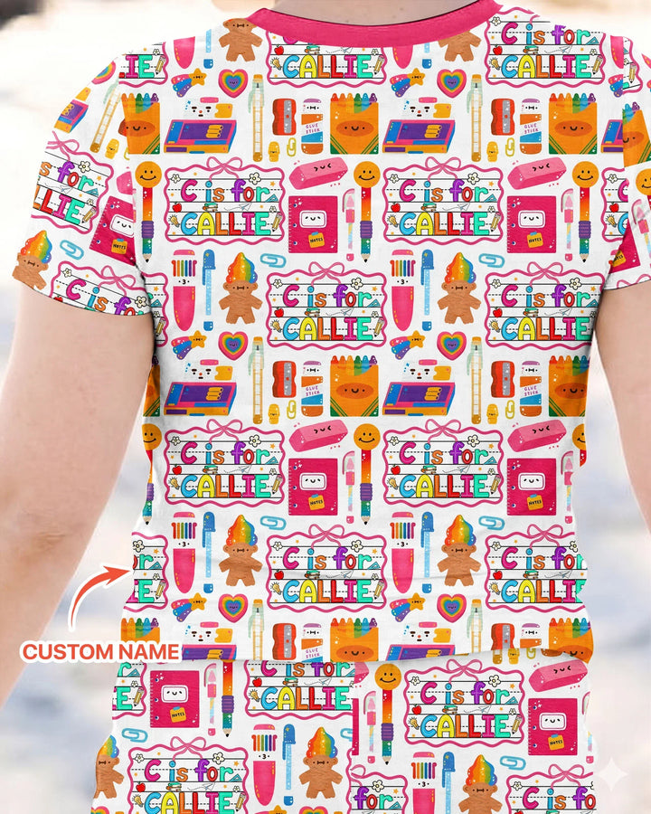 Custom Name Classroom Cuties Bamboo Two Piece Short Sleeve Pajama Set