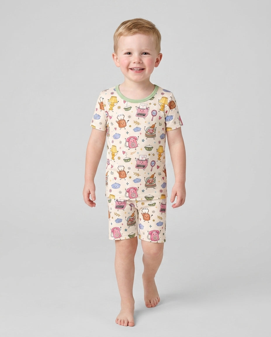 Template Bamboo Two Piece Short Sleeve Shorts Pyjamas Set
