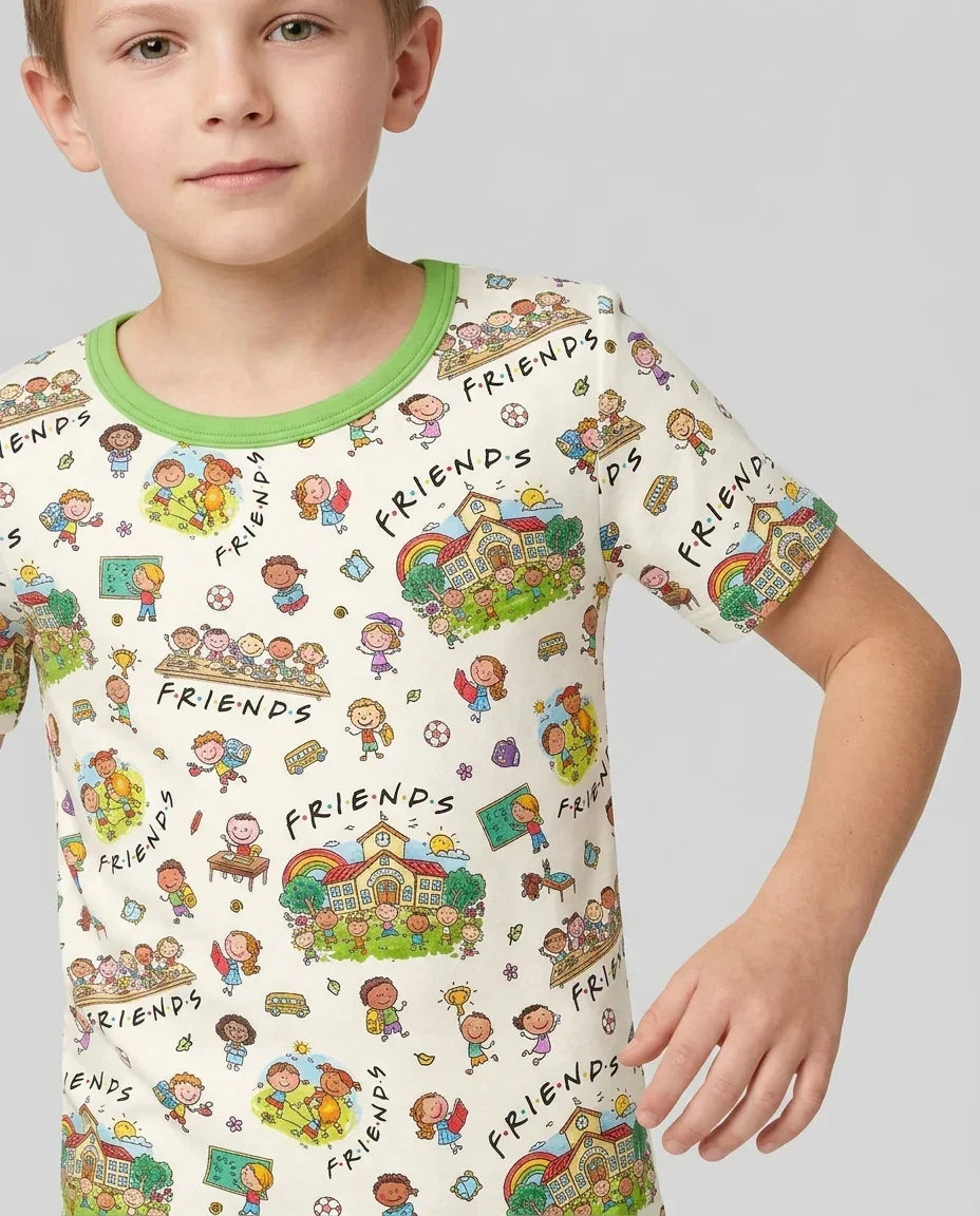 Template Bamboo Two Piece Short Sleeve Shorts Pyjamas Set