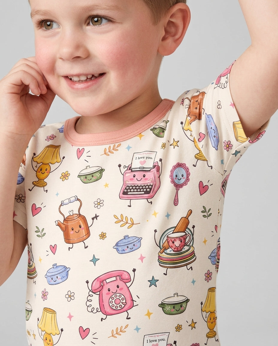Template Bamboo Two Piece Short Sleeve Shorts Pyjamas Set