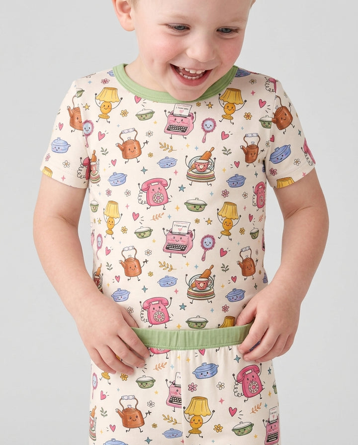 Template Bamboo Two Piece Short Sleeve Shorts Pyjamas Set