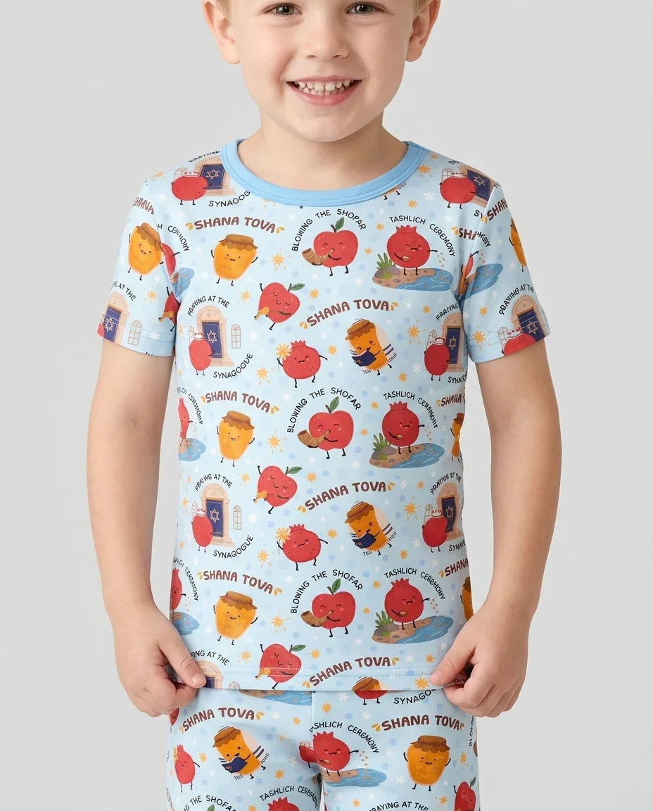 Template Bamboo Two Piece Short Sleeve Shorts Pyjamas Set