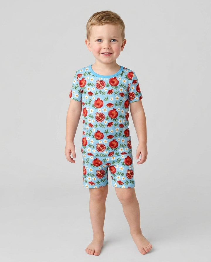 Pomegranate Garden Joy Family Matching Bamboo Two Piece Short Sleeve Shorts Pajama Set
