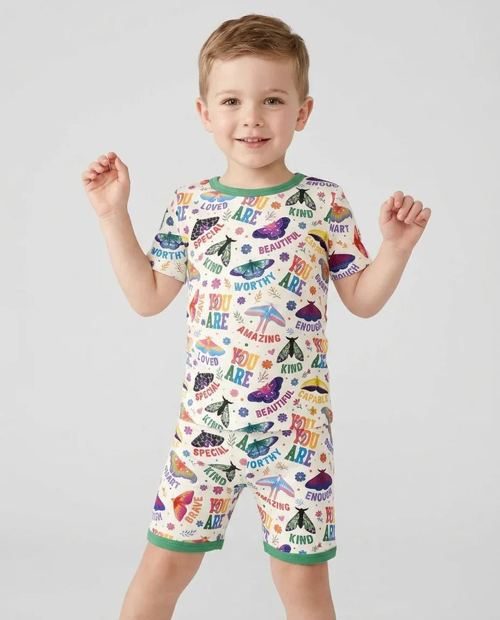 Proud Wings Family Matching Bamboo Two Piece Short Sleeve Shorts Pajama Set