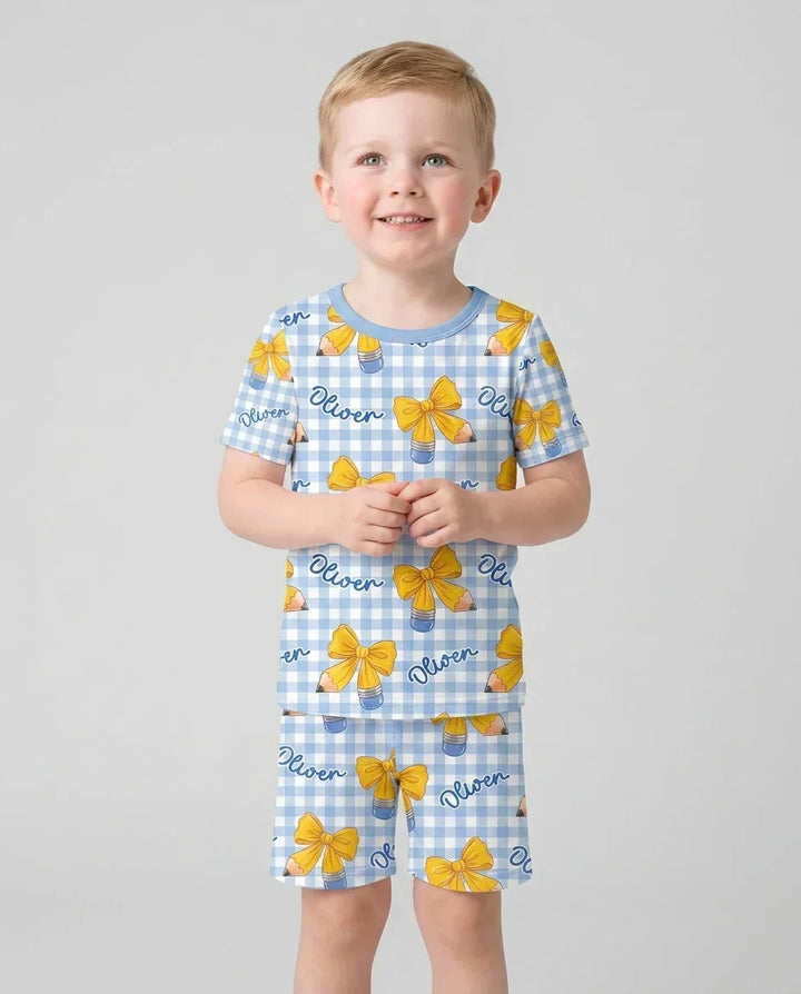 Coquette Back To School Bamboo Two Piece Short Sleeve Shorts Pajama Set