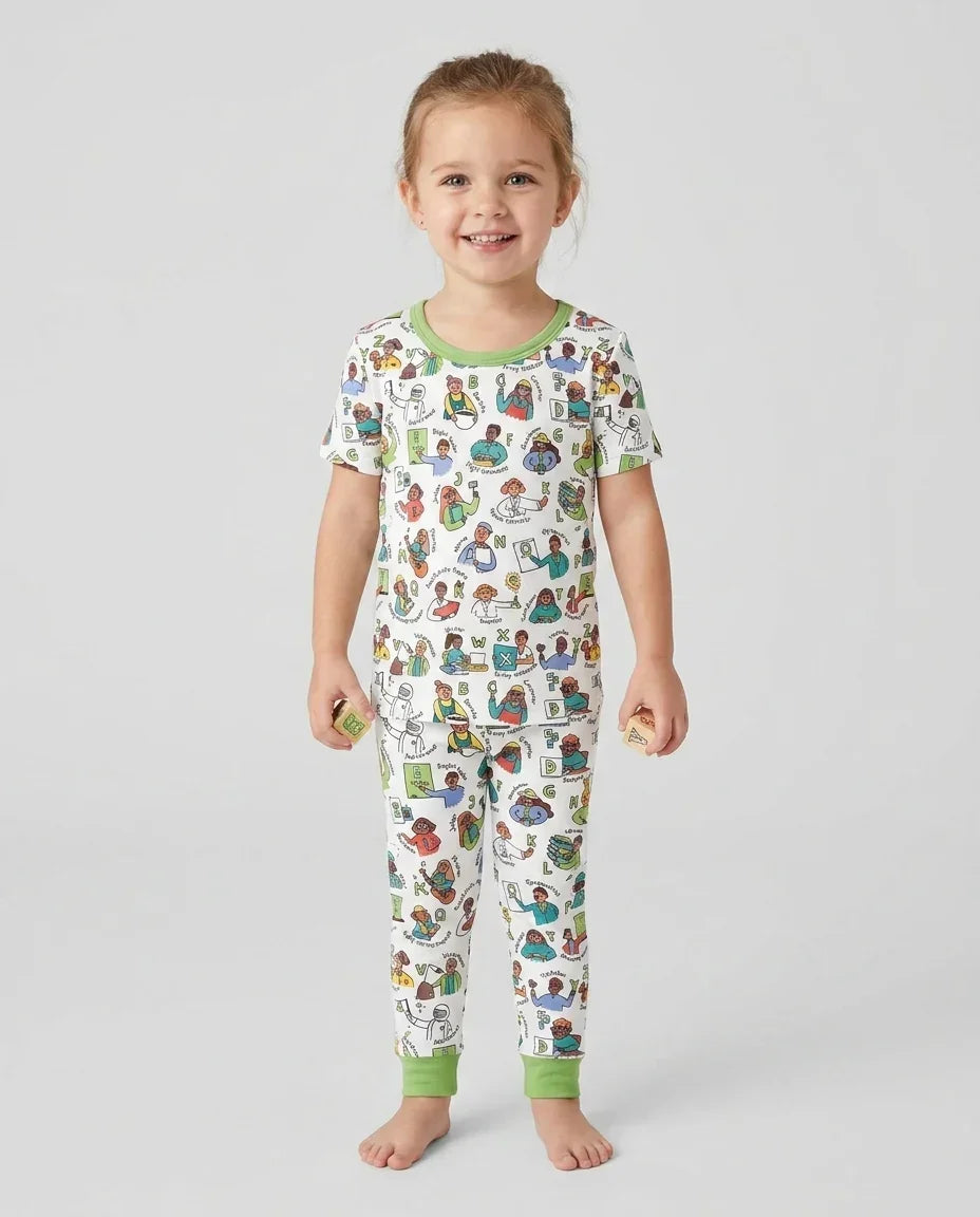 Jobs Alphabet Bamboo Two Piece Short Sleeve Pajama Set
