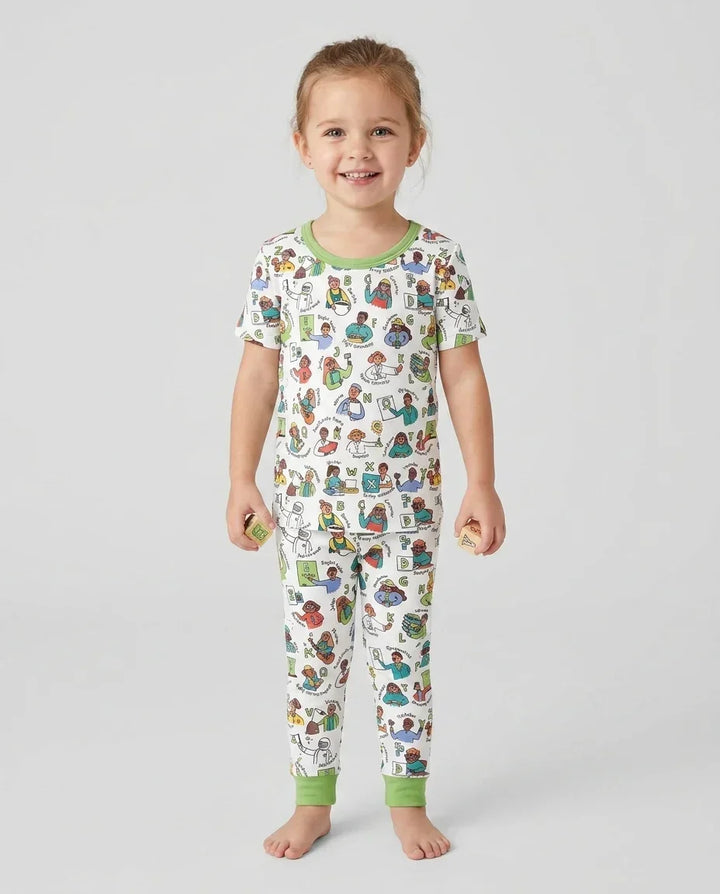 Jobs Alphabet Bamboo Two Piece Short Sleeve Pajama Set