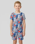 World Soccer God Bless America Bamboo Two Piece Short Sleeve Shorts Pajama Set