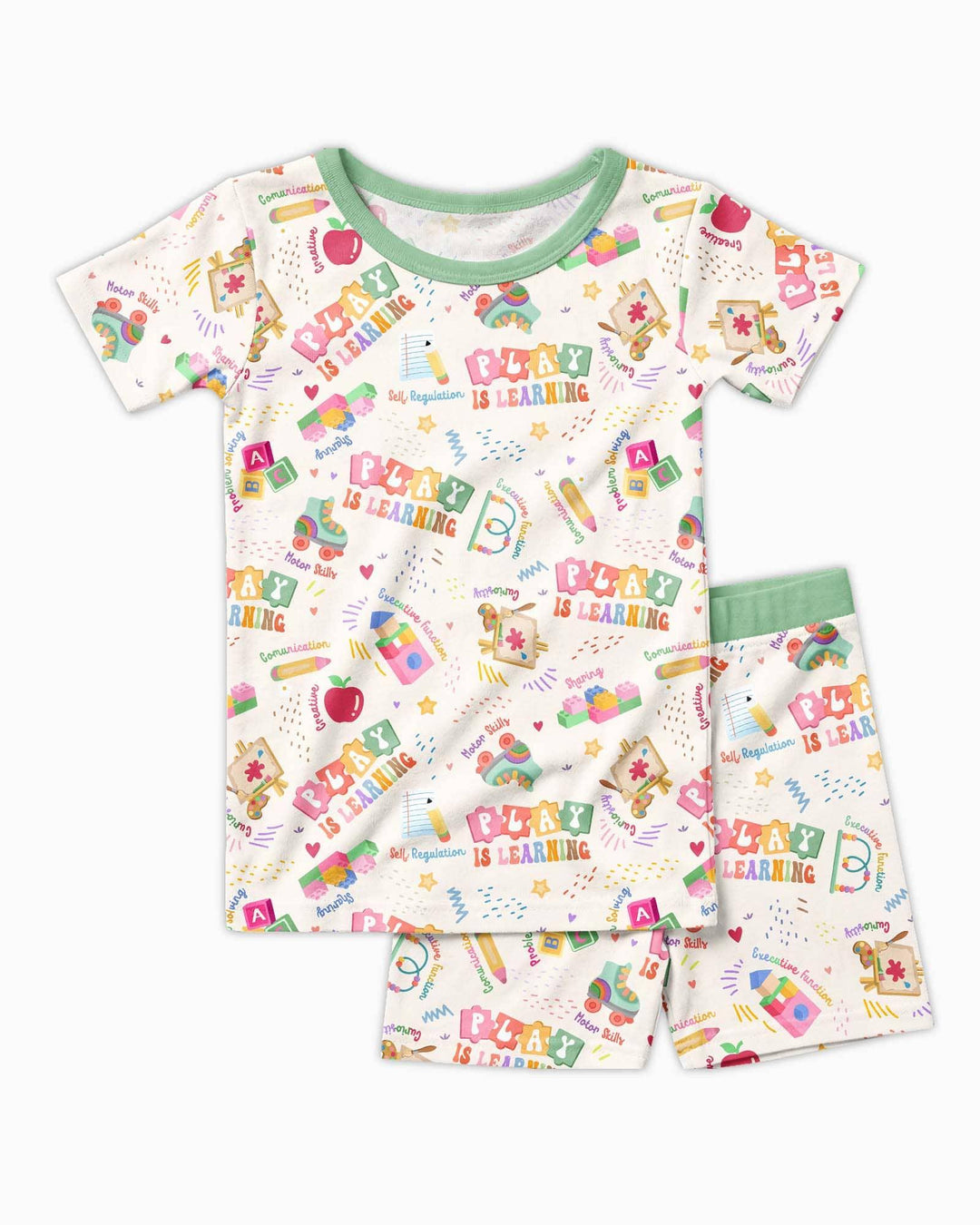 Play and Learn Bamboo Two Piece Short Sleeve Shorts Pajama Set