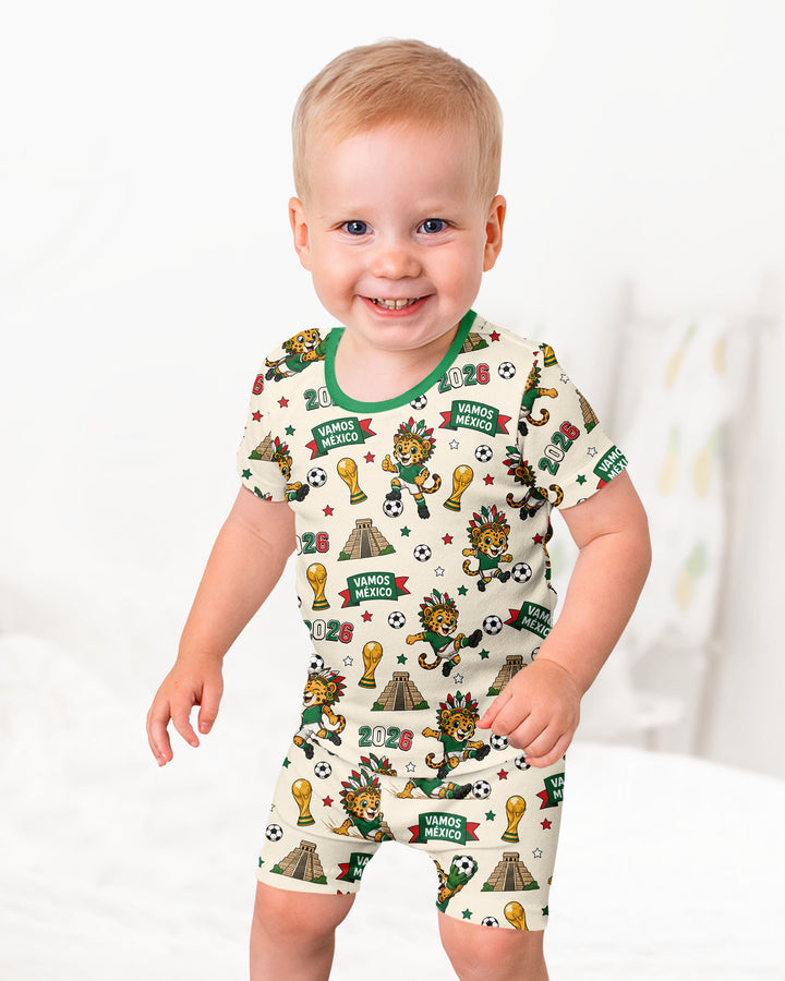 Jaguar 2026 Vamos Mexico Family Matching Bamboo Two Piece Short Sleeve Shorts Pajama Set