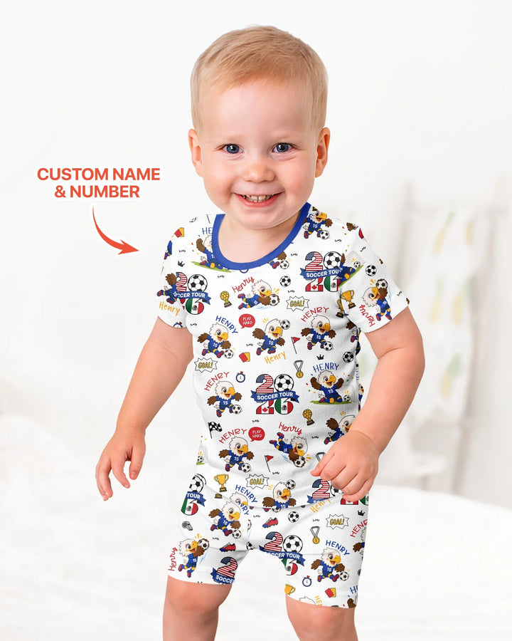 USA We Are Champions Soccer Tour 2026 Bamboo Two Piece Short Sleeve Shorts Pajama Set