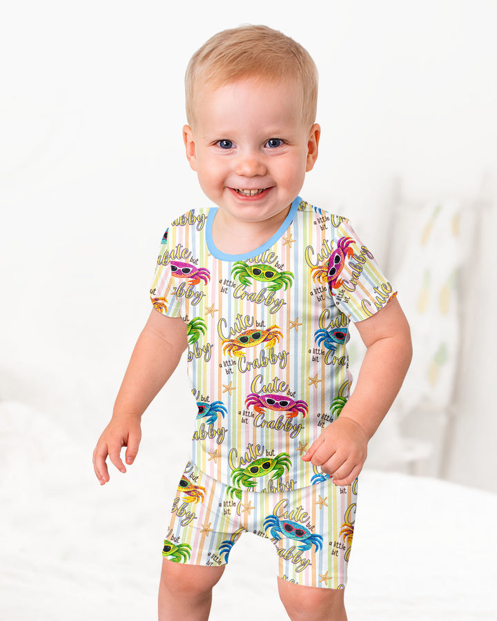 Cute But A Little Bit Crabby Bamboo Two Piece Short Sleeve Shorts Pajama Set