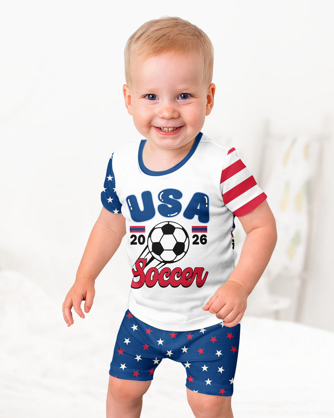 USA Soccer Cup Bamboo Two Piece Short Sleeve Shorts Pajama Set
