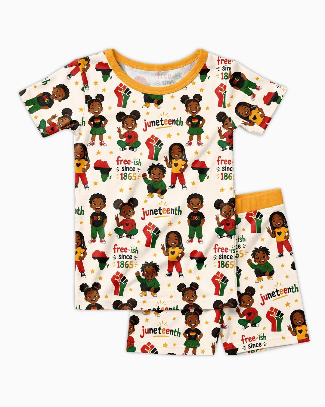 Juneteenth Free-ish Since 1865 Bamboo Two Piece Short Sleeve Shorts Pajama Set