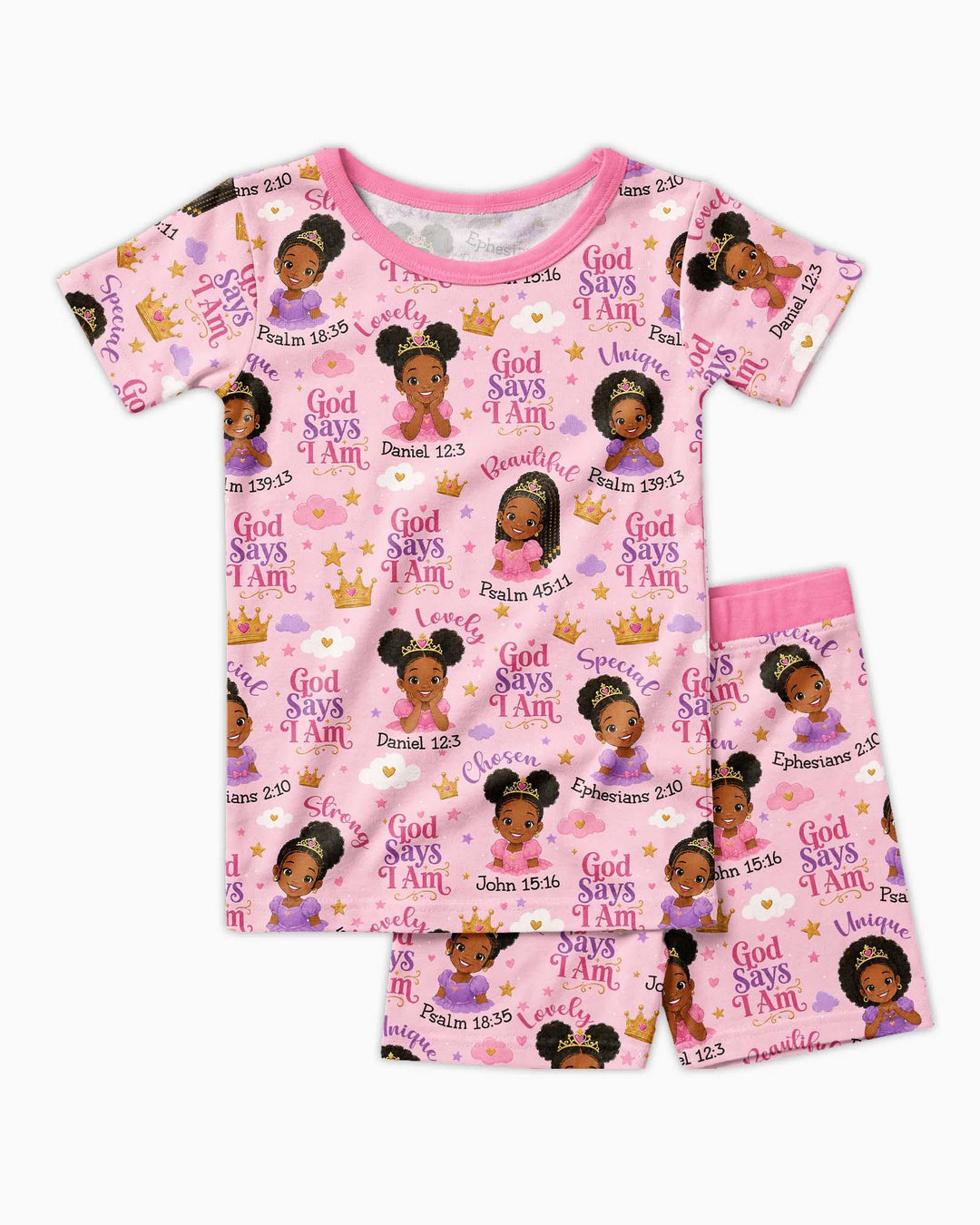 Black Princess God Says I Am Bamboo Two Piece Short Sleeve Shorts Pajama Set