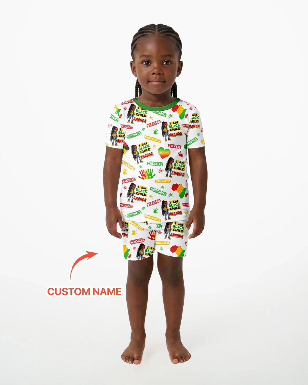 Custom Name I Am Black Child Magical Bamboo Two Piece Short Sleeve Pajama Set