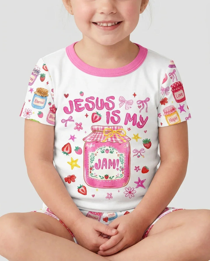 Preppy Summer Jesus Is My Jam Bamboo Two Piece Short Sleeve Shorts Pajama Set