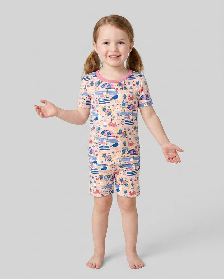 A Day At The Shore Bamboo Two Piece Short Sleeve Shorts Pajama Set
