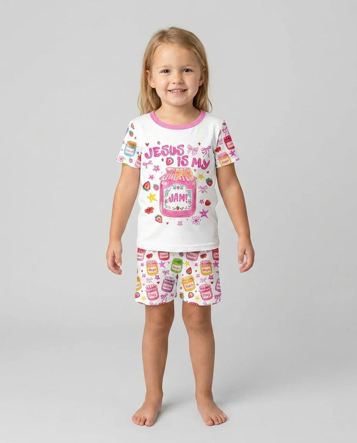 Preppy Summer Jesus Is My Jam Bamboo Two Piece Short Sleeve Shorts Pajama Set