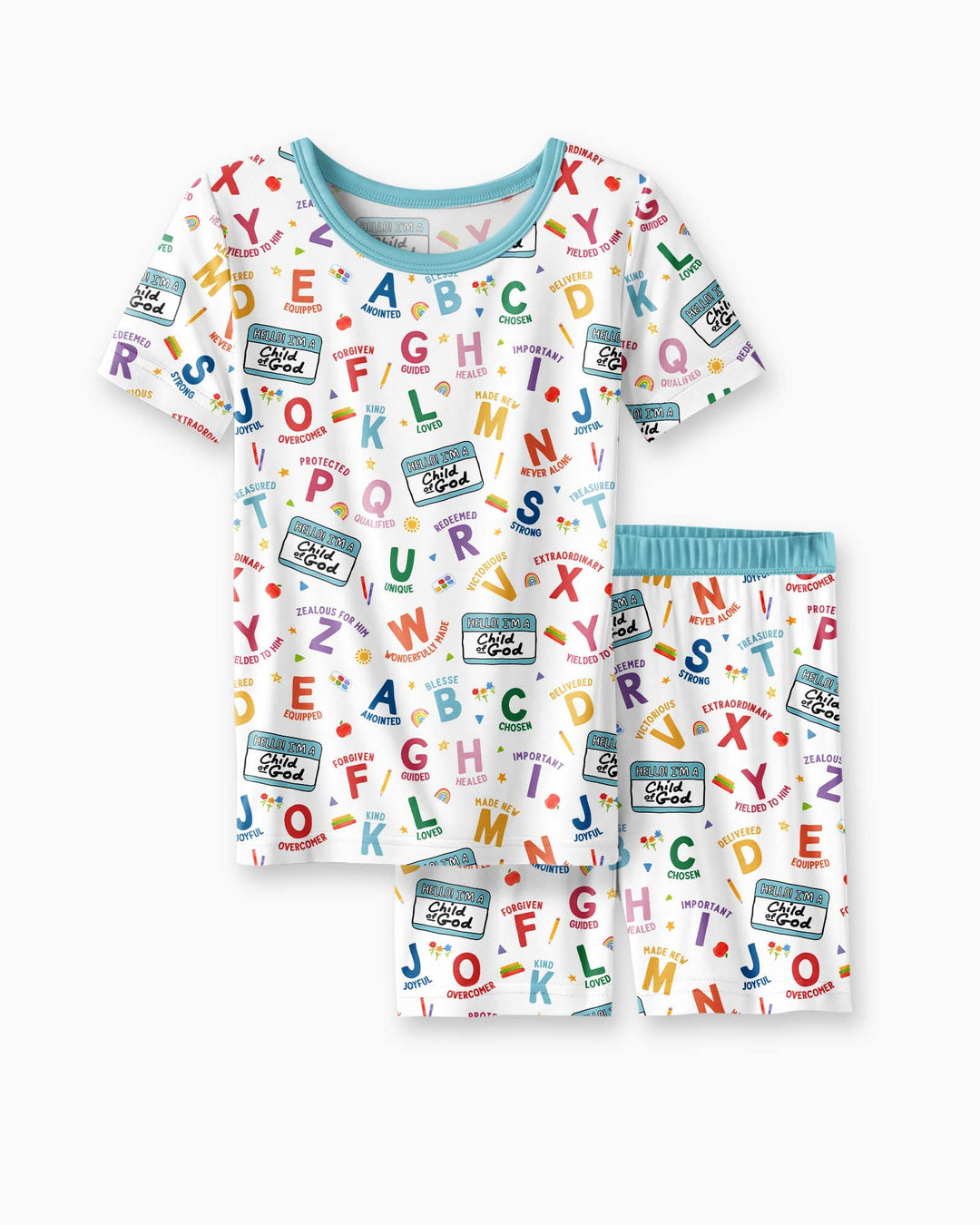 I'm A Child Of God ABCs Bamboo Two Piece Short Sleeve Shorts Pajama Set