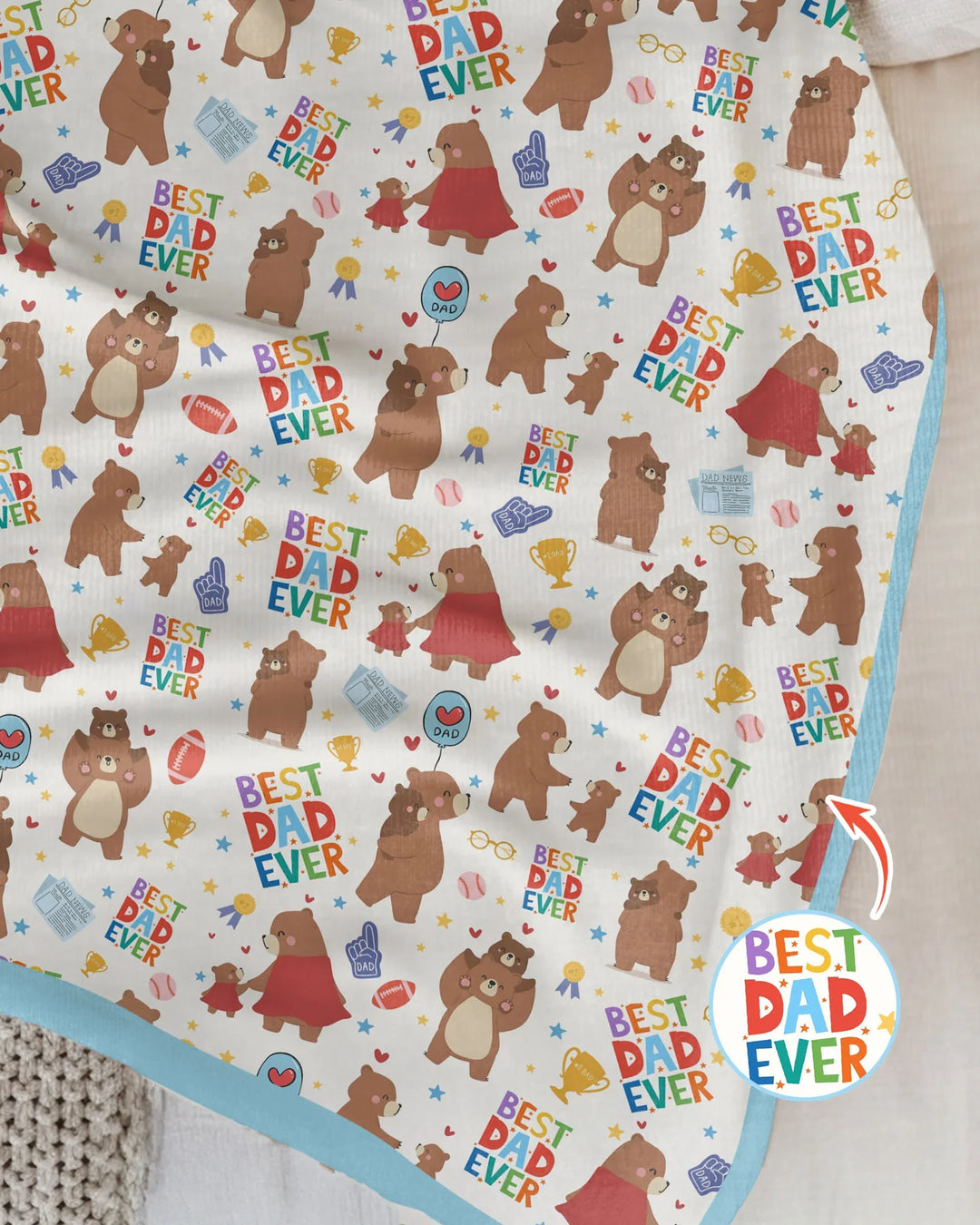 Best Daddy Bear Ever Family Matching Bamboo Blanket