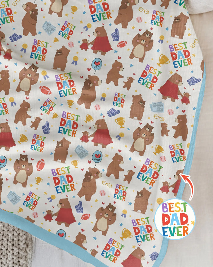 Best Daddy Bear Ever Family Matching Bamboo Blanket