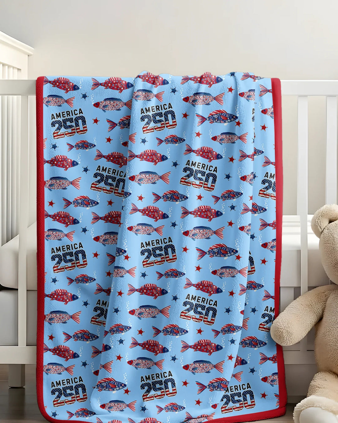 Stars and Stripes Fish Bamboo Blanket