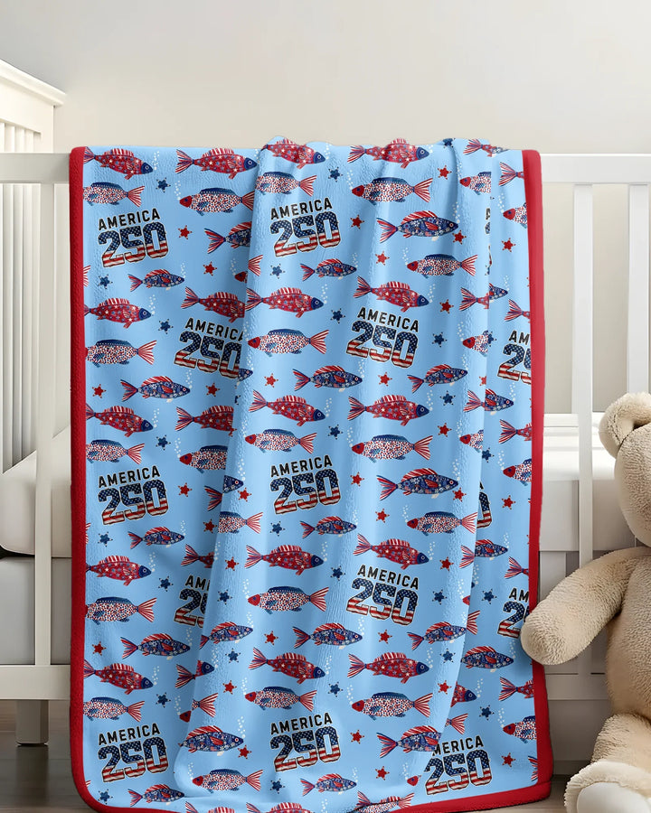 Stars and Stripes Fish Bamboo Blanket
