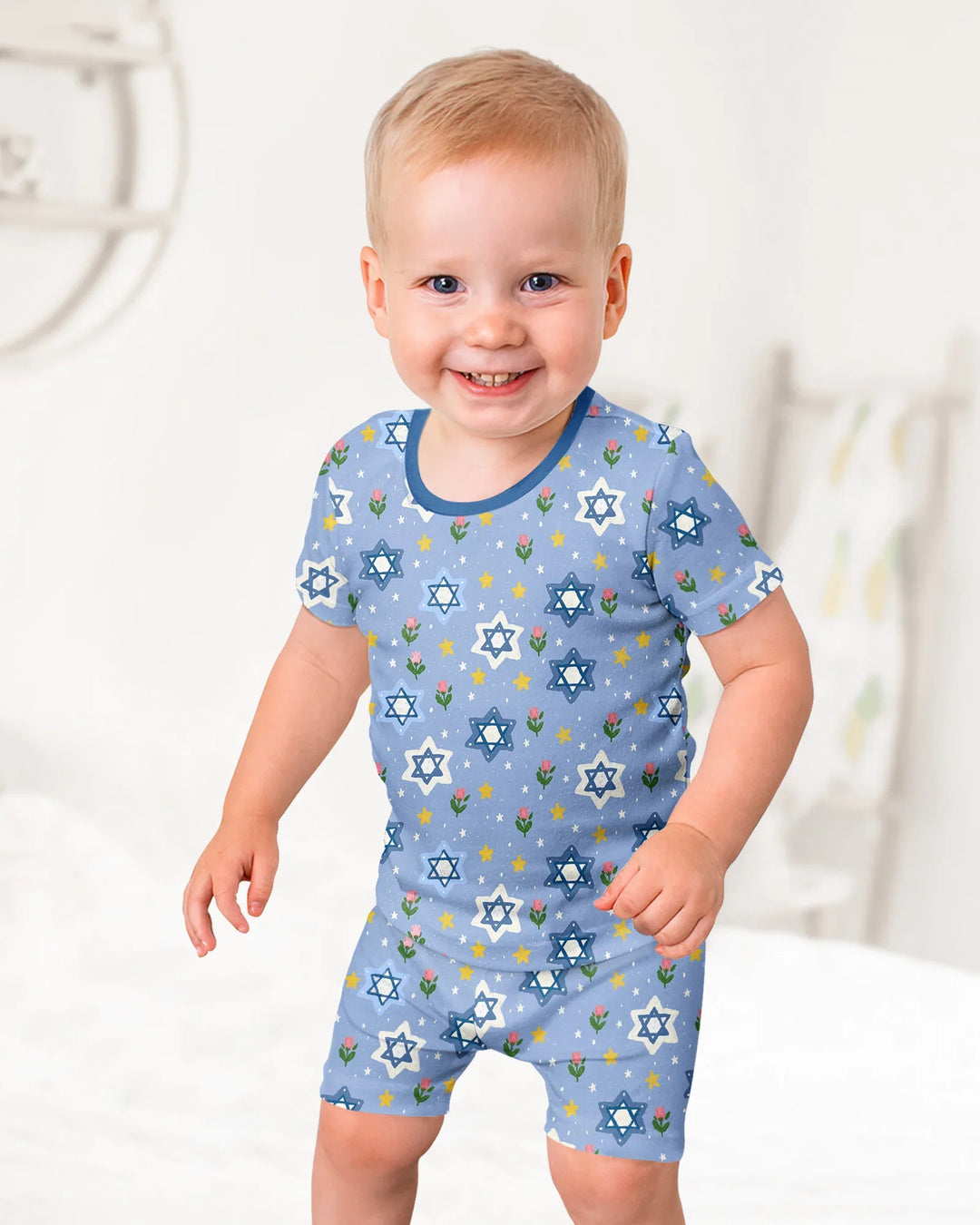 Starry Bloom Blessings Family Matching Bamboo Two Piece Short Sleeve Shorts Pajama Set