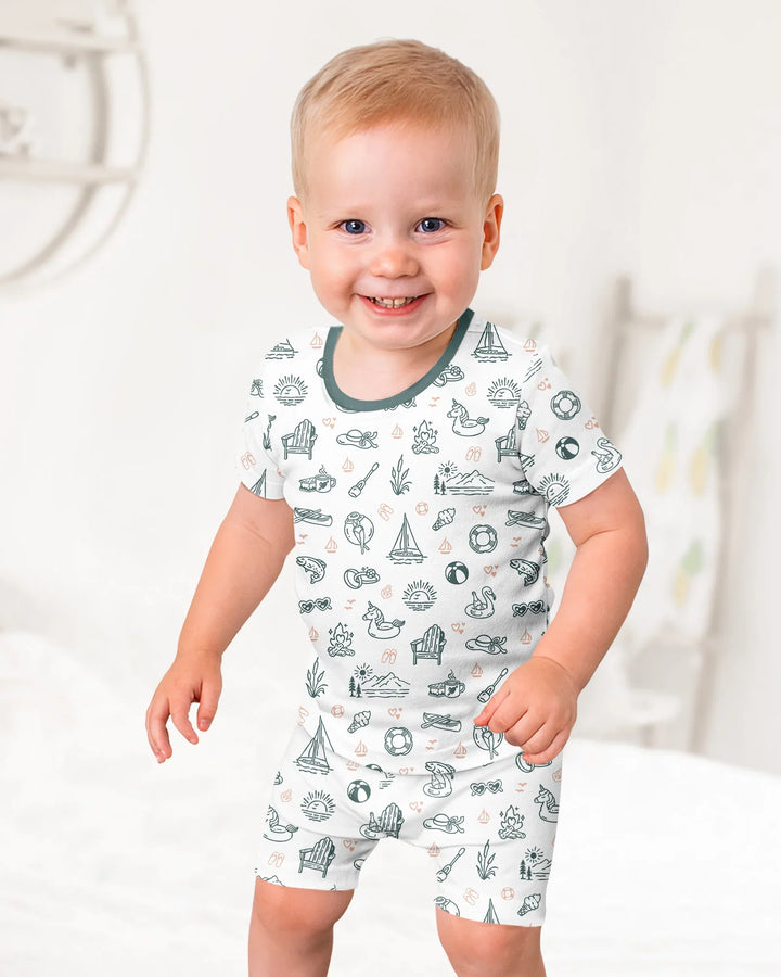 Lake Vibe Bamboo Two Piece Short Sleeve Shorts Pajama Set