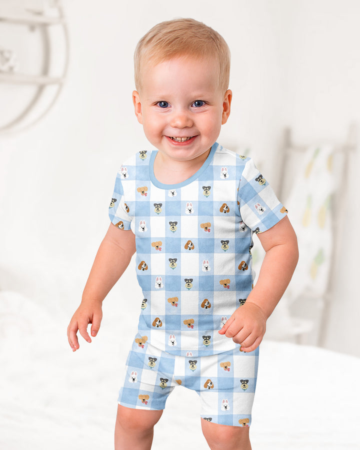Plaid Pals Family Matching Bamboo Two Piece Short Sleeve Shorts Pajama Set